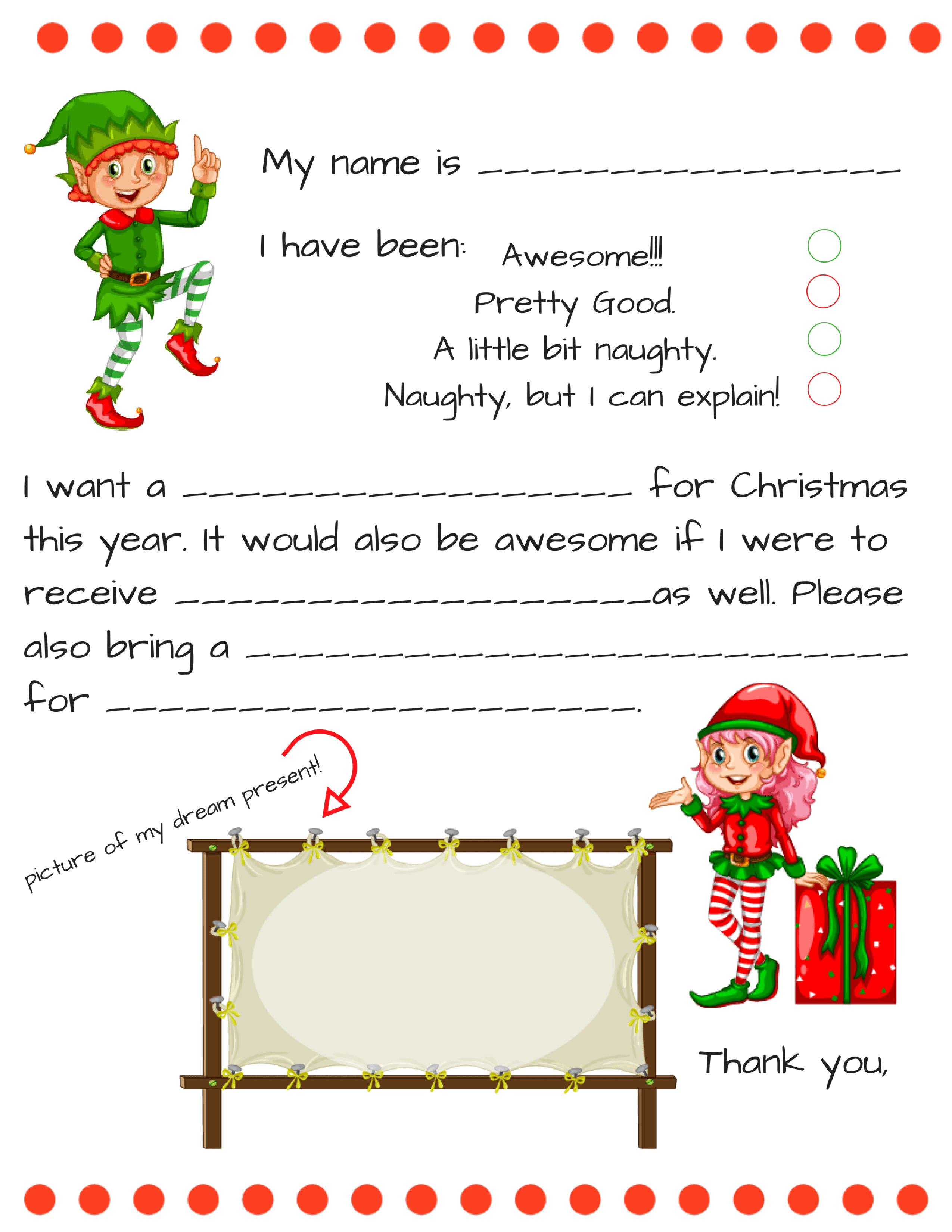 dear santa fill in letter template - momdot